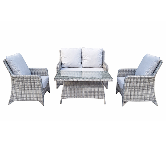 Product photograph of Savvy Weave 4 Seater Sofa Set With High Coffee Table In Natural from Furniture in Fashion