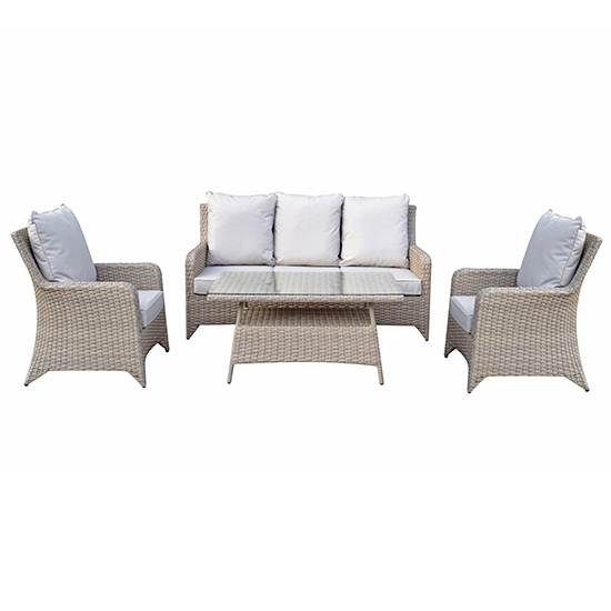Savvy Weave 5 Seater Sofa Set With High Coffee Table In Grey