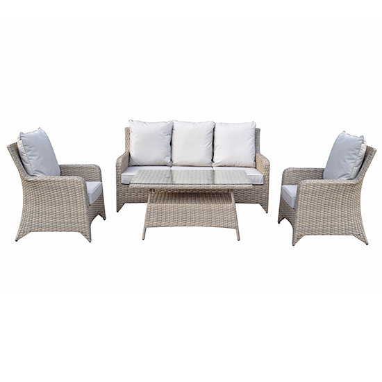 Product photograph of Savvy Weave 5 Seater Sofa Set With High Coffee Table In Grey from Furniture in Fashion