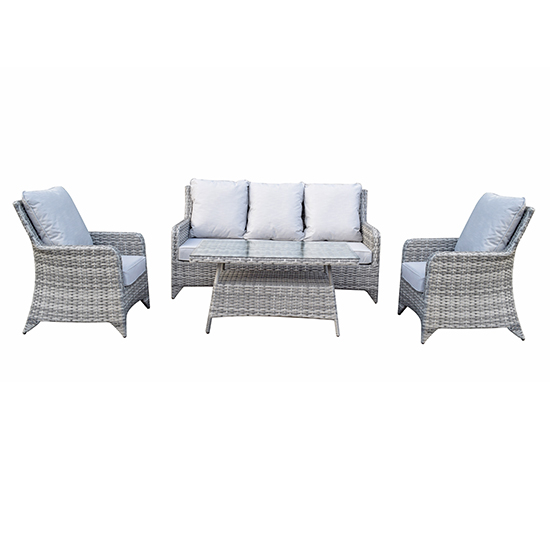 Product photograph of Savvy Weave 5 Seater Sofa Set With High Coffee Table In Natural from Furniture in Fashion