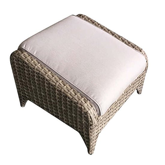 Read more about Savvy wicker weave ottoman with beige cushion in natural