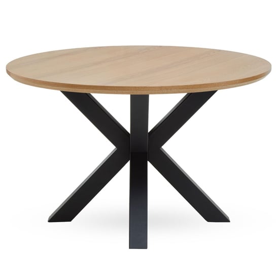 Photo of Sawford round wooden dining table in natural and black