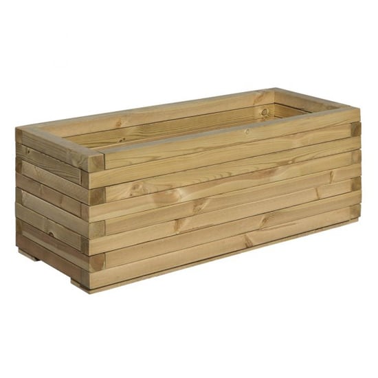 Photo of Sawrey rectangular wooden patio planter in natural timber