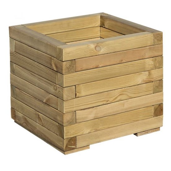 Sawrey Square Wooden Patio Planter In Natural Timber