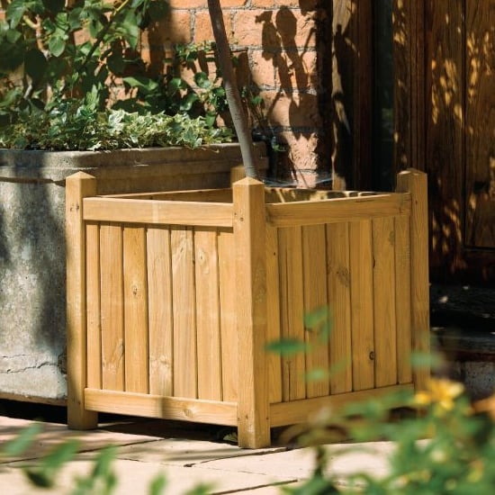 Product photograph of Sawrey Square Wooden Planter In Natural Timber from Furniture in Fashion