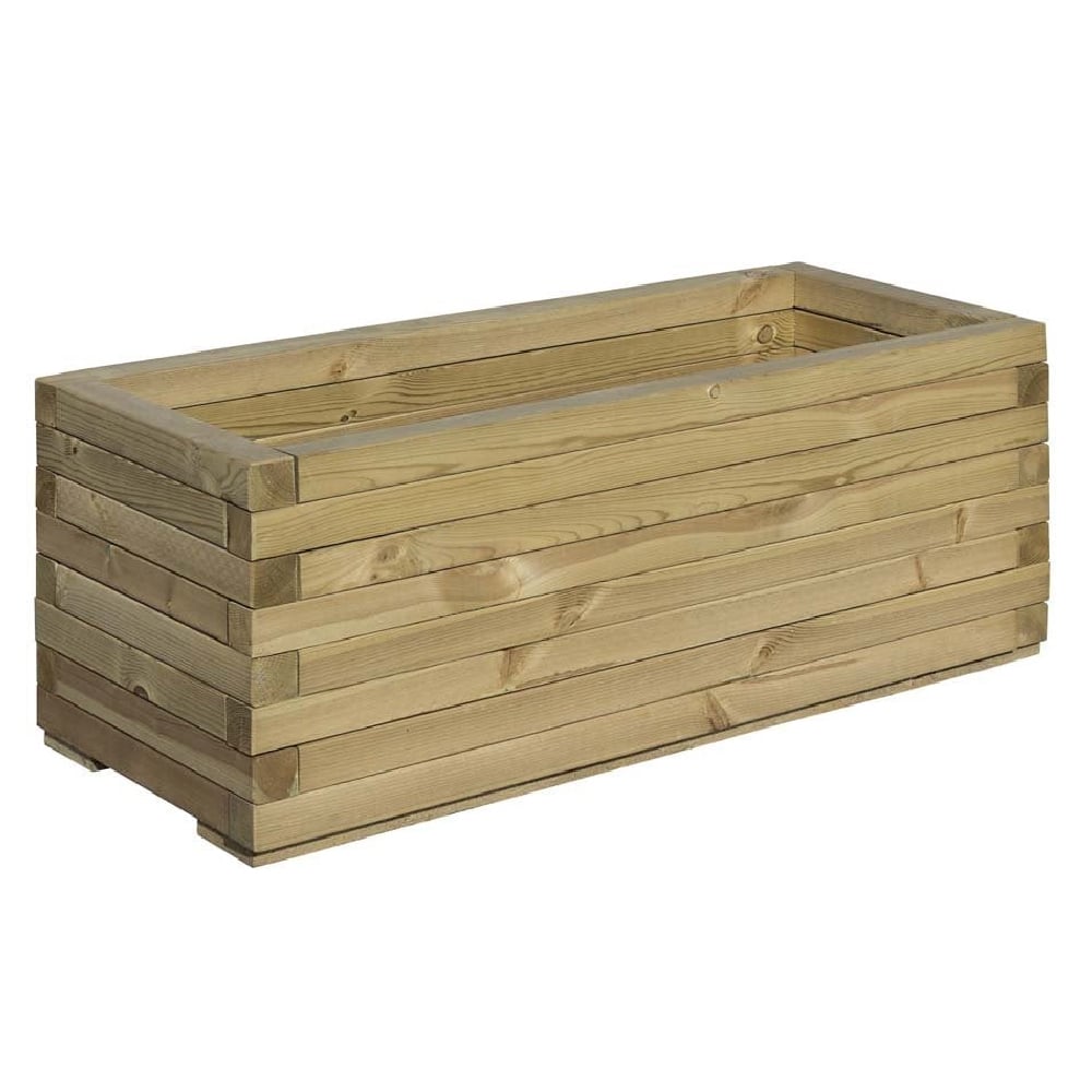 Sawrey Wooden Garden Rectangular Patio Planter In Natural