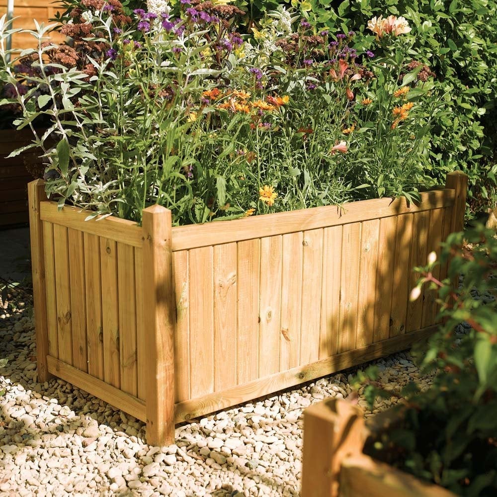 Sawrey Wooden Garden Rectangular Planter In Natural