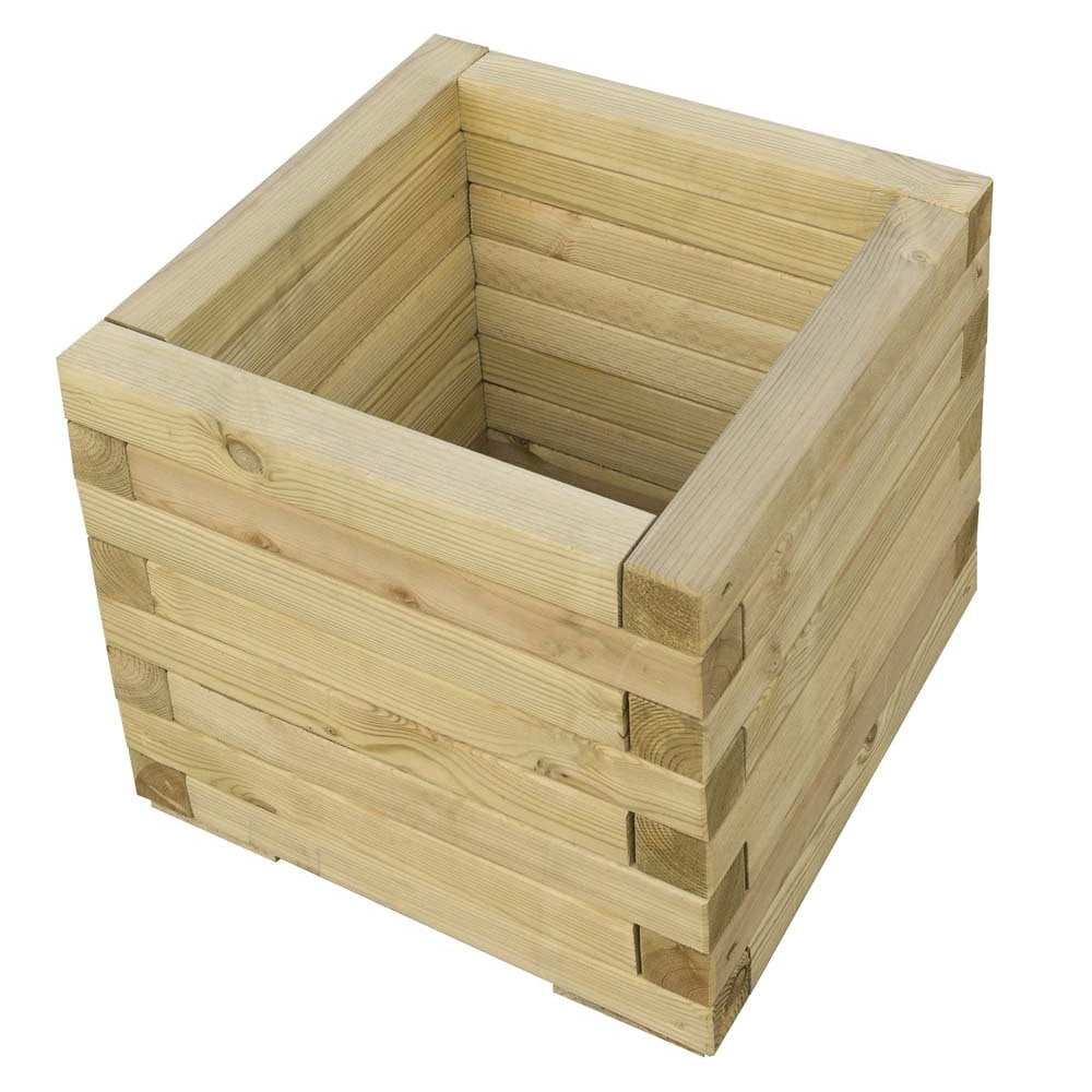 Sawrey Wooden Garden Square Patio Planter In Natural