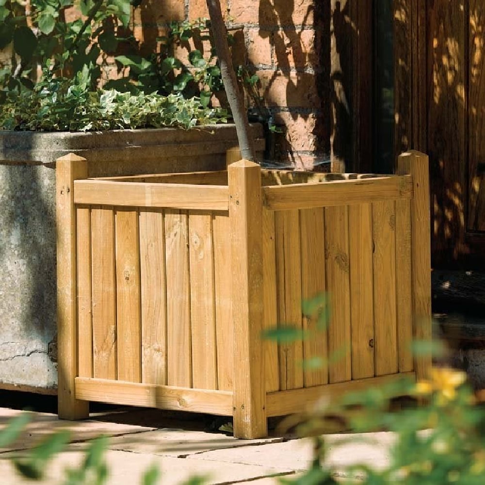 Sawrey Wooden Garden Square Planter In Natural