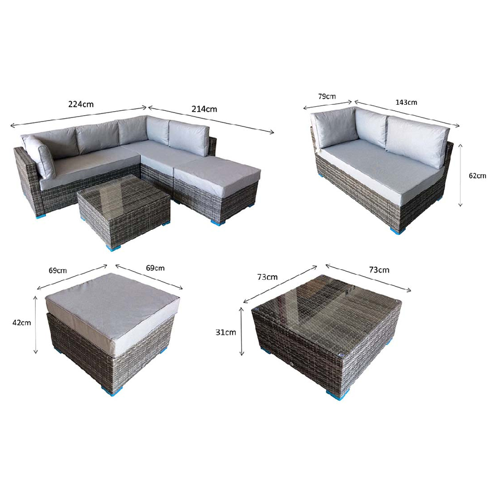 Saxen Rattan Garden Corner Sofa Set With Coffee Table In Brown