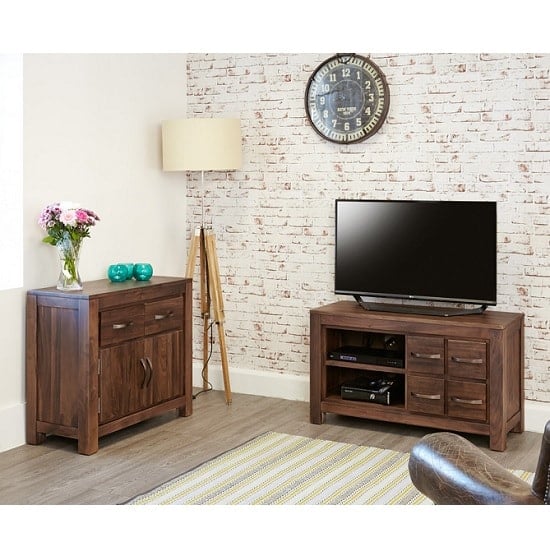 Sayan Wooden TV Stand In Walnut With 4 Drawers_5