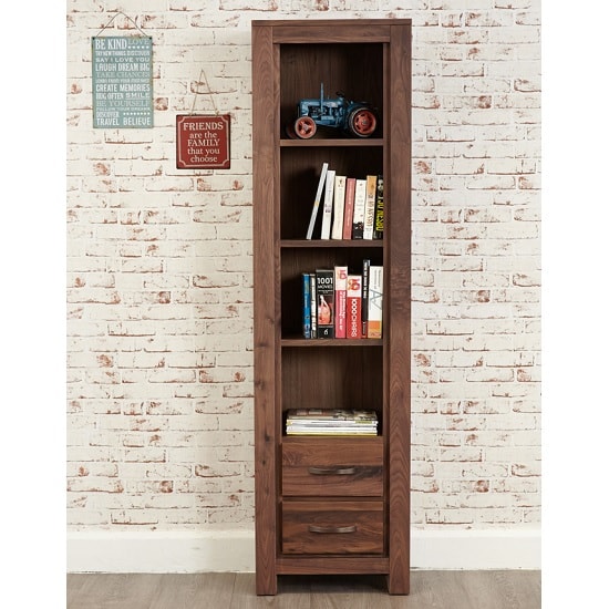 Sayan Wooden Bookcase In Walnut With 2 Drawers_3