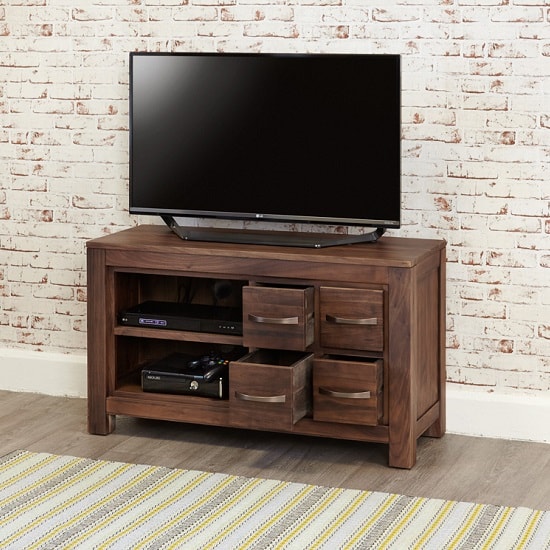 Sayan Wooden TV Stand In Walnut With 4 Drawers_2