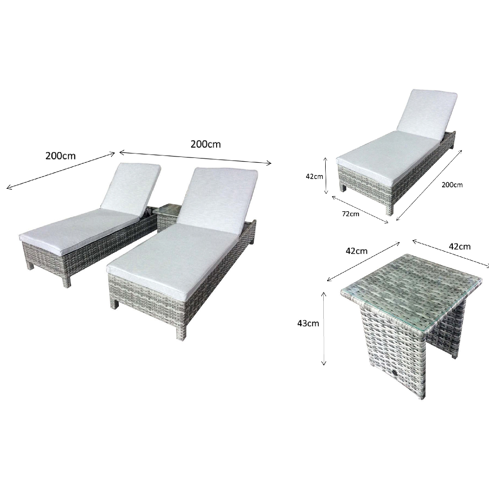 Sayer Rattan Garden Sun Lounger With Drinks Table In Natural