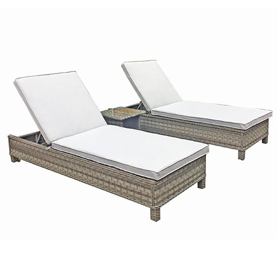 Photo of Sayer victoria weave pair of sun loungers with table in grey