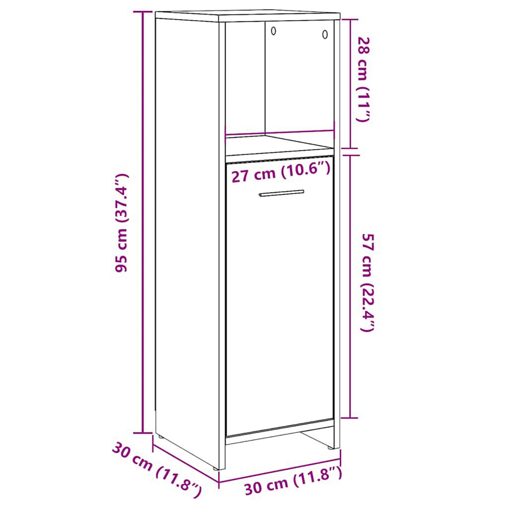 Sayreville Wooden Bathroom Cabinet With 1 Door - Black Oak