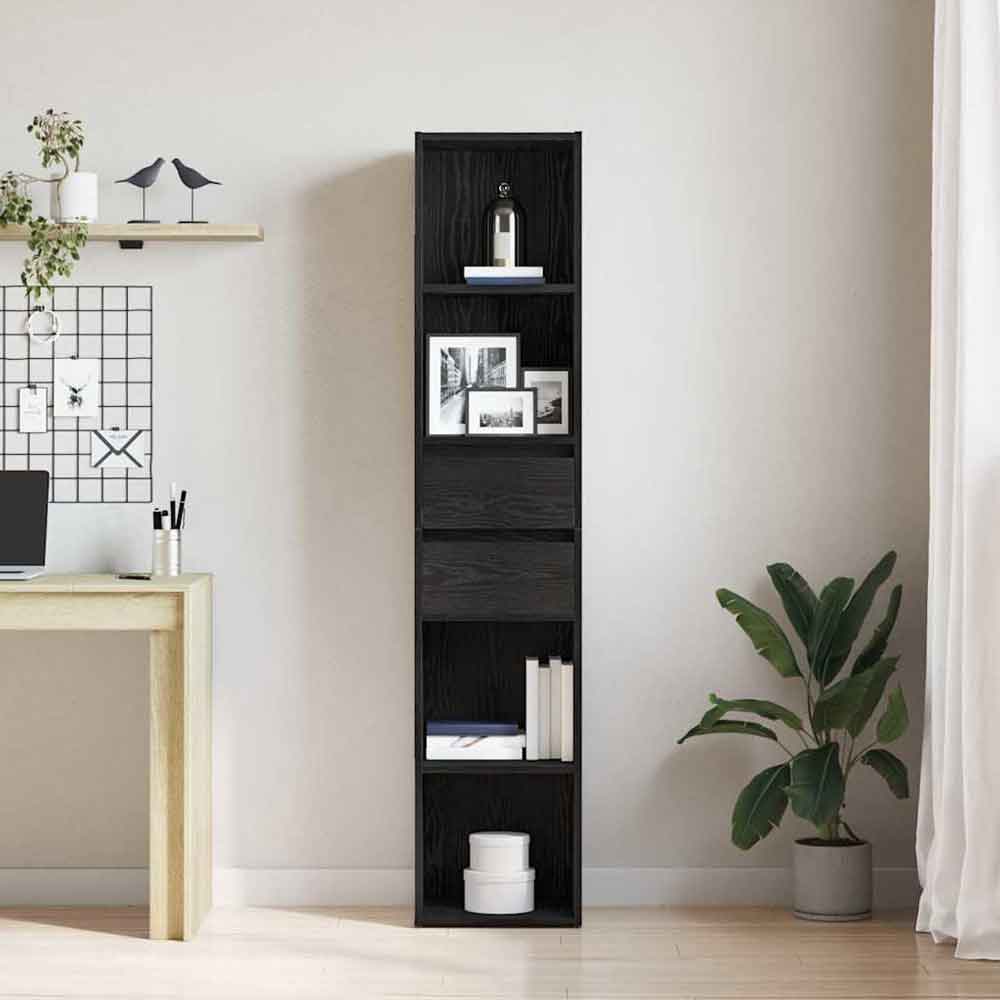 Sayreville Wooden Bathroom Cabinet With 2 Drawers - Black Oak