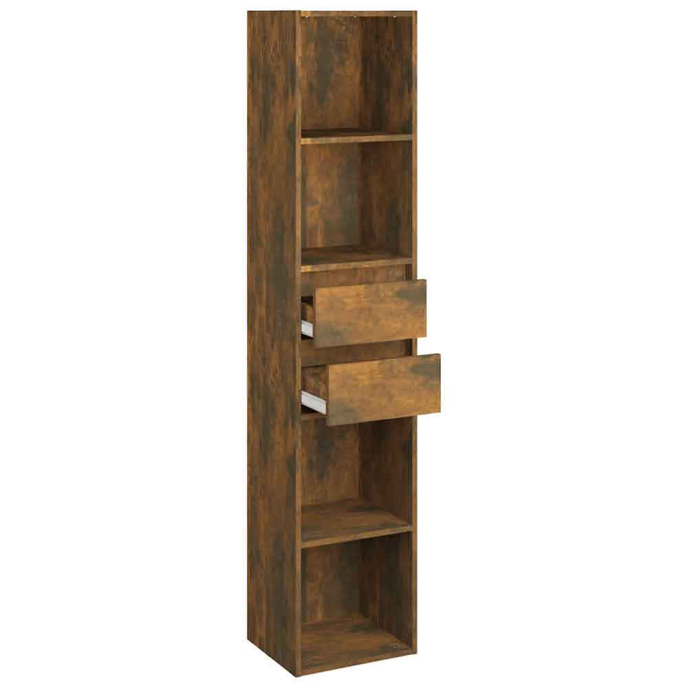 Sayreville Wooden Bathroom Cabinet With 2 Drawers - Smoked Oak