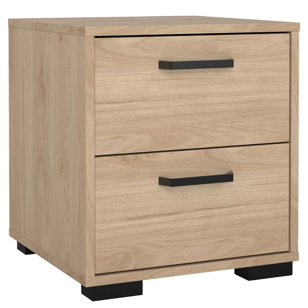Sayreville Wooden Bedside Cabinet With 2 Drawers In Jackson Hickory
