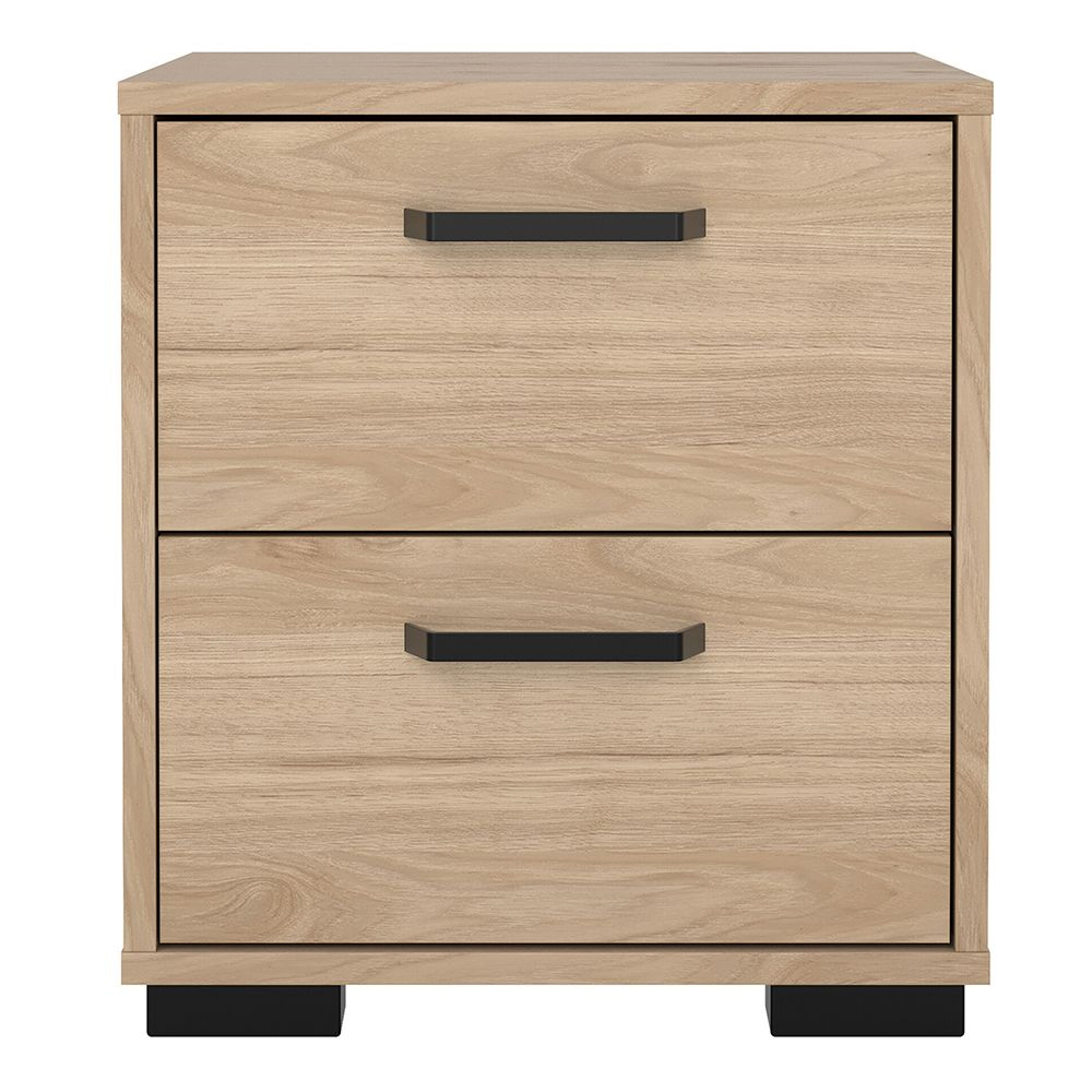Sayreville Wooden Bedside Cabinet With 2 Drawers In Jackson Hickory