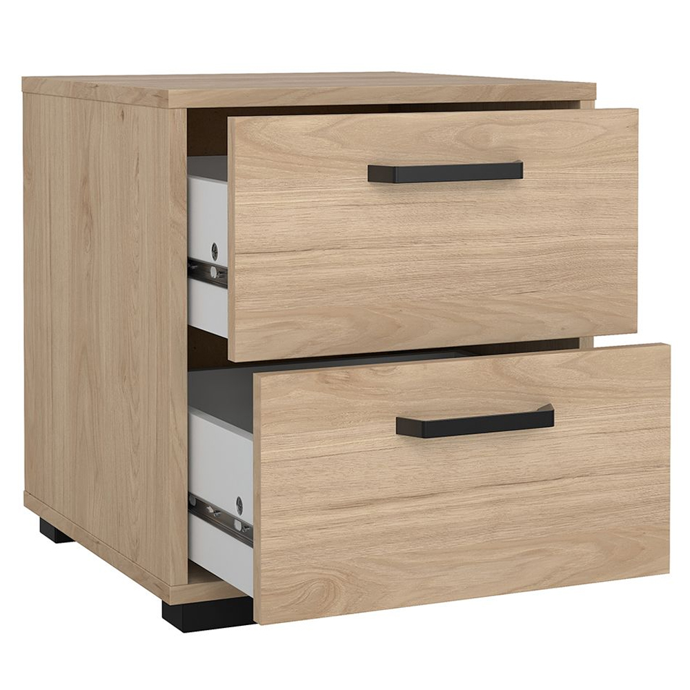 Sayreville Wooden Bedside Cabinet With 2 Drawers In Jackson Hickory
