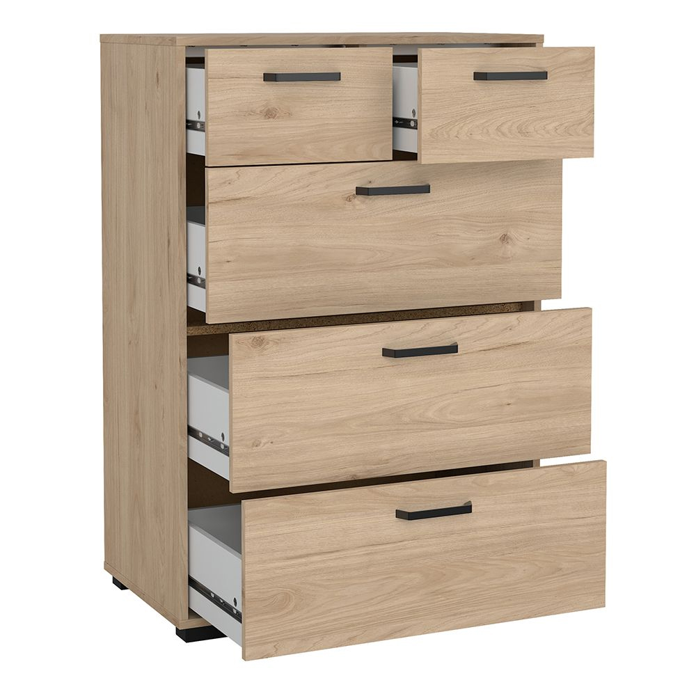 Sayreville Wooden Chest Of 5 Drawers In Jackson Hickory
