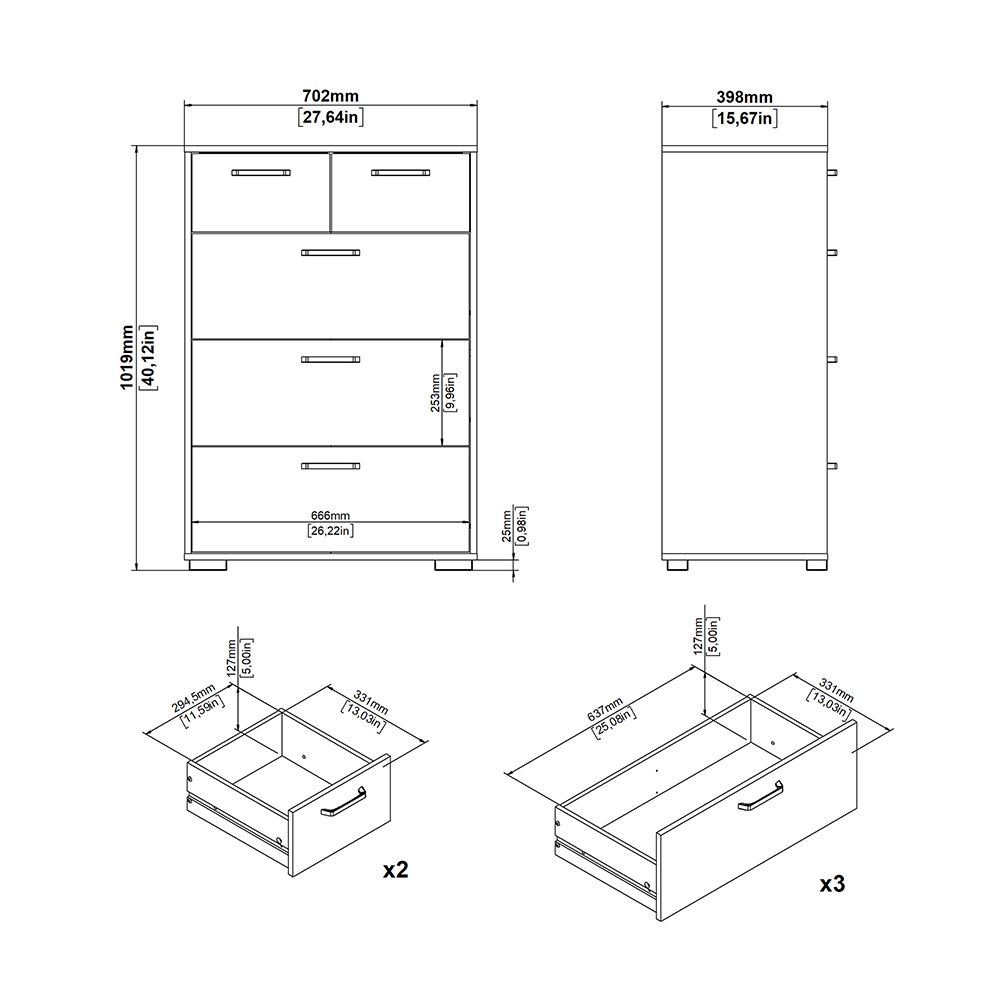 Sayreville Wooden Chest Of 5 Drawers In Jackson Hickory