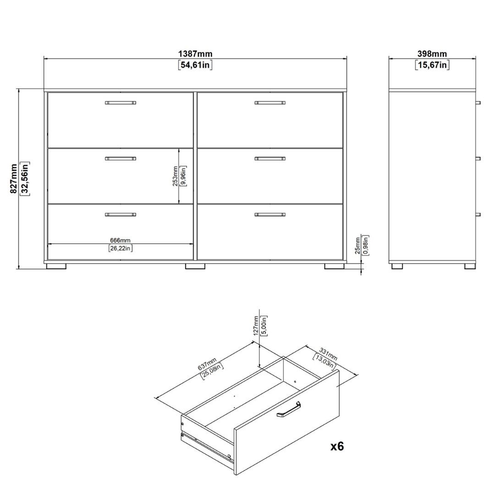 Sayreville Wooden Chest Of 6 Drawers In Jackson Hickory