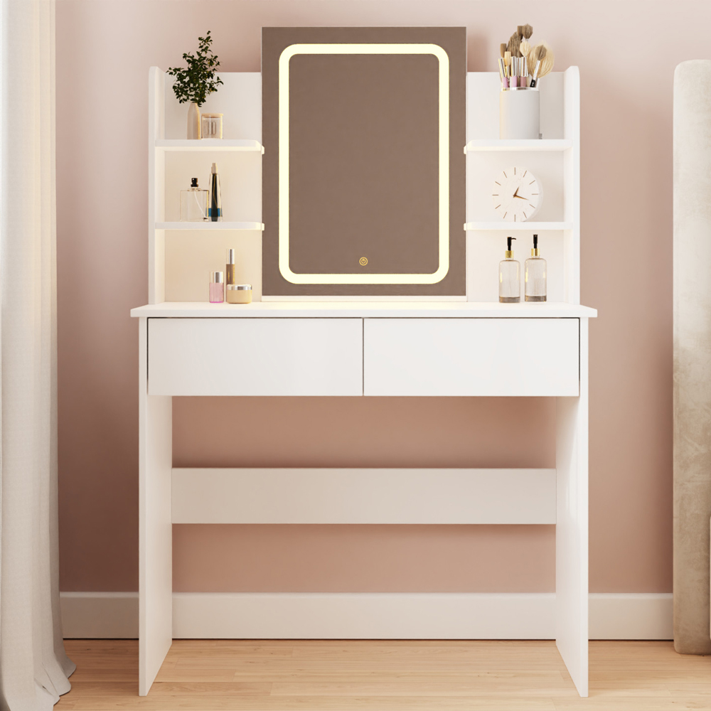 Sayreville Wooden Dressing Table Set In White