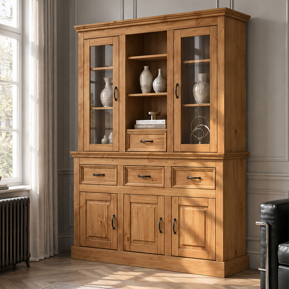 Sazelo Wooden Display Unit with 5 Doors in Stained Wax