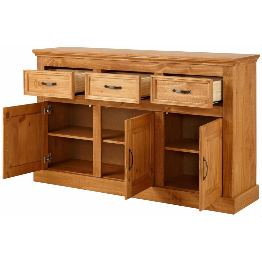 Sazelo Wooden Sideboard with 3 Doors in Stained Wax