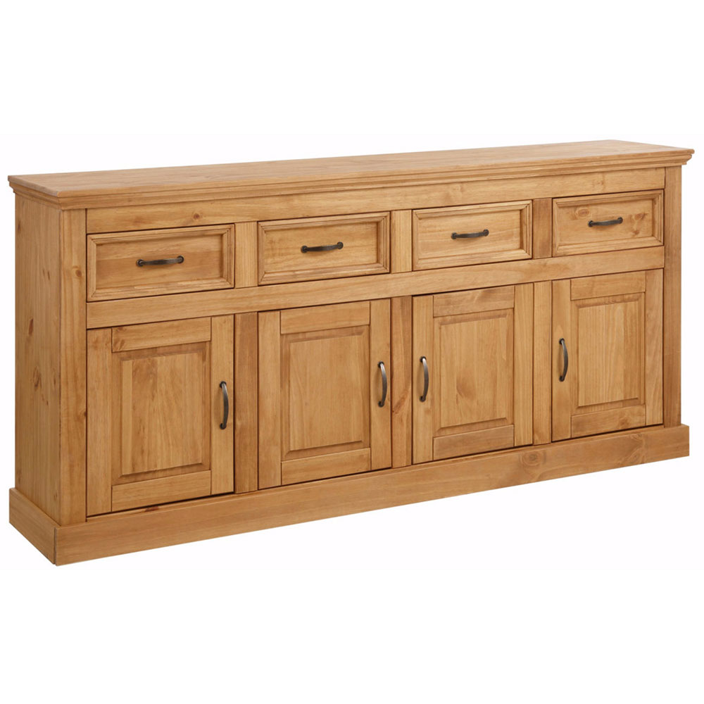 Sazelo Wooden Sideboard with 4 Doors in Natural