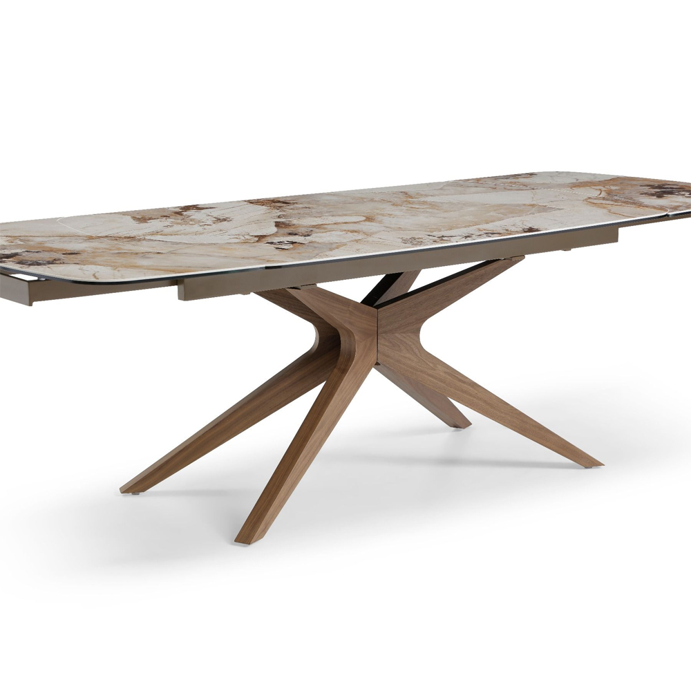 Sazion Pandora Vendome Ceramic Top Extending Dining Table with Walnut Base