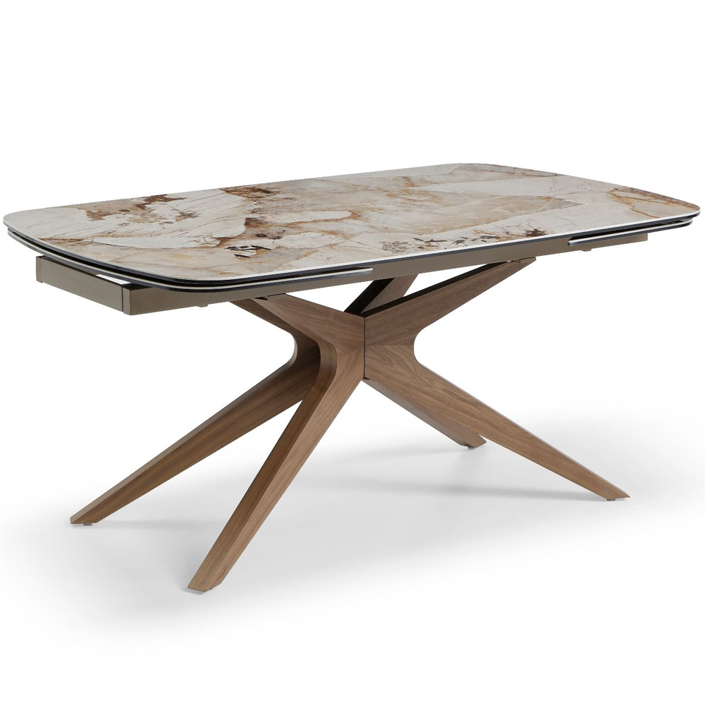 Sazion Pandora Vendome Ceramic Top Extending Dining Table with Walnut Base