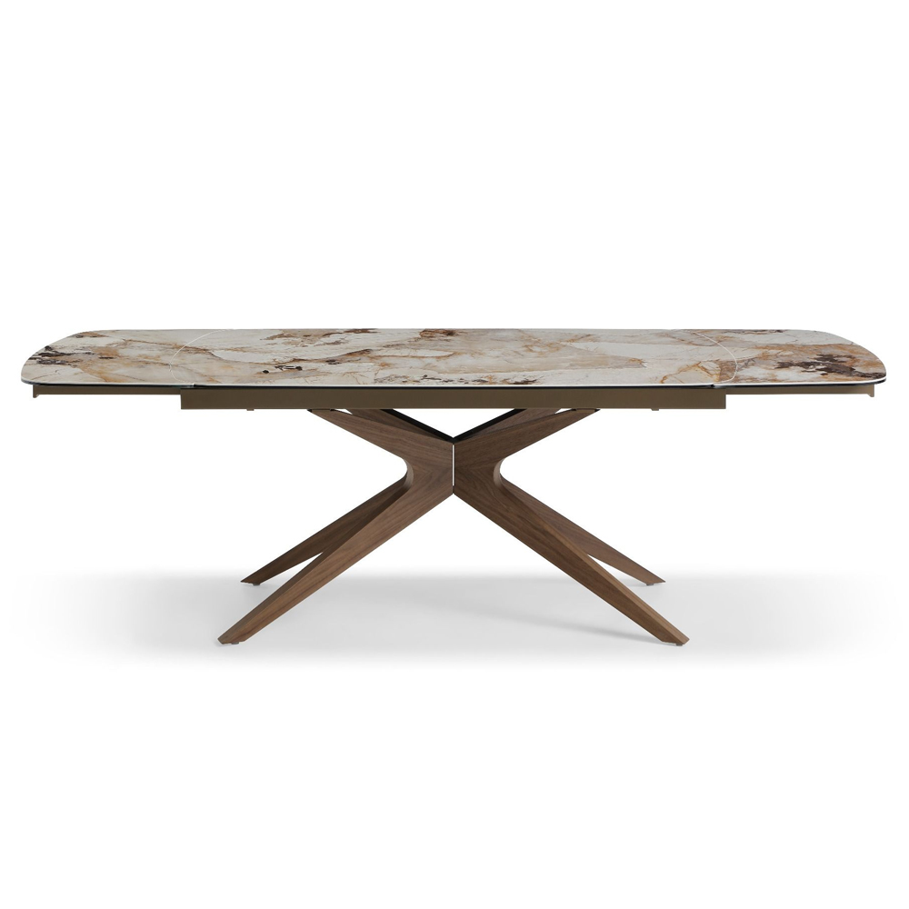 Sazion Pandora Vendome Ceramic Top Extending Dining Table with Walnut Base