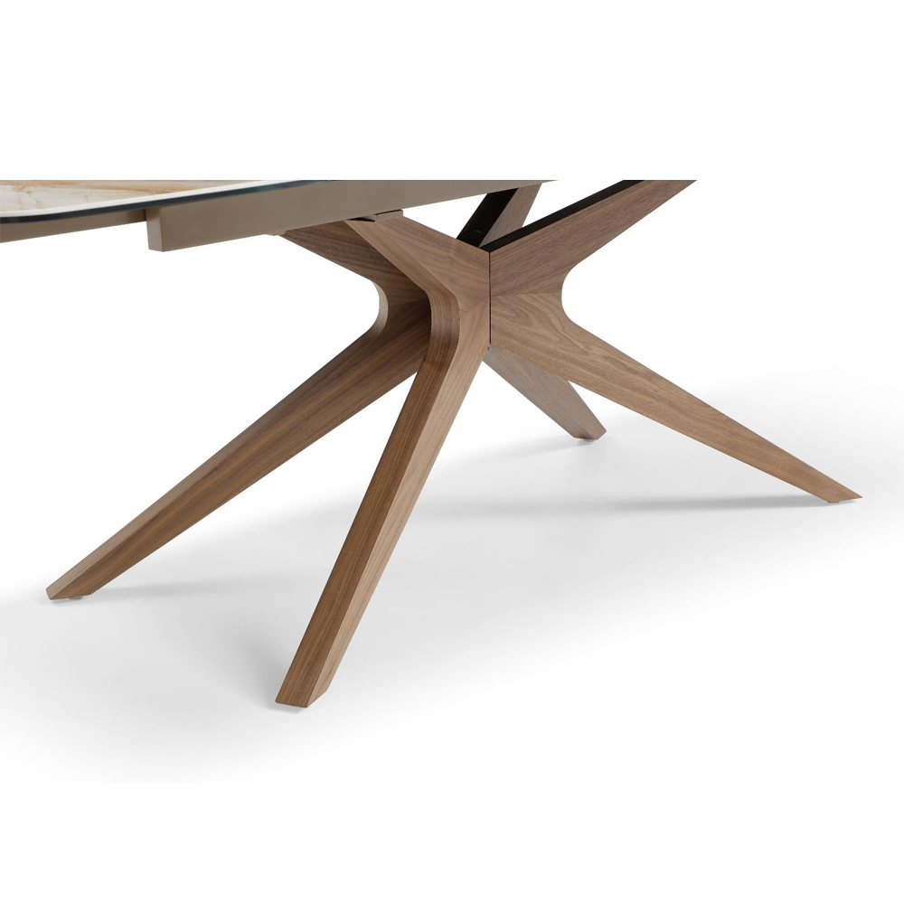 Sazion Pandora Vendome Ceramic Top Extending Dining Table with Walnut Base