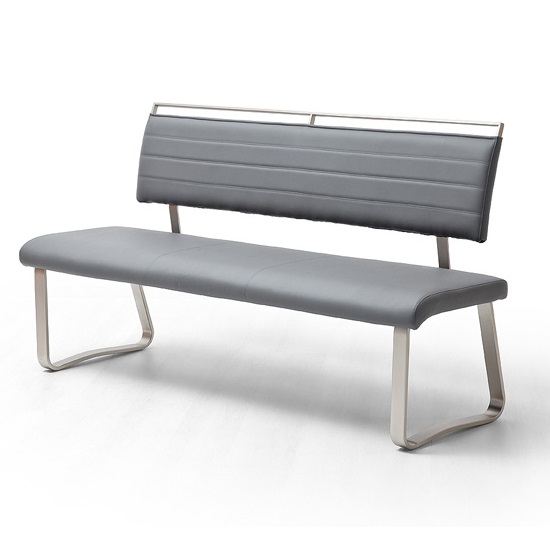 Read more about Scala dining bench in grey pu and brushed stainless steel