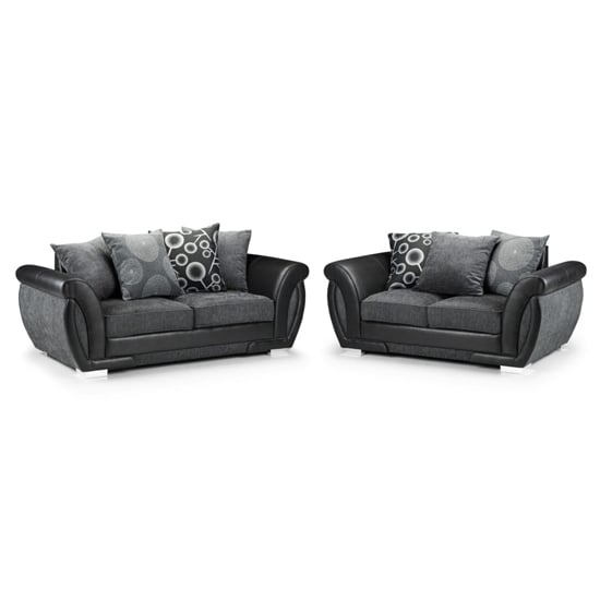 Photo of Scalby fabric 3 seater and 2 seater sofa in black and grey