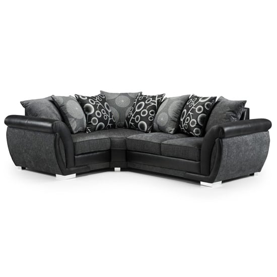 Scalby Fabric Left Hand Corner Sofa In Black And Grey_1