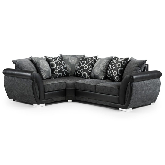 Photo of Scalby fabric left hand corner sofa in black and grey