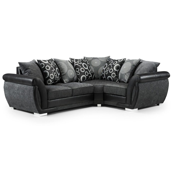 Scalby Fabric Right Hand Corner Sofa In Black And Grey_1