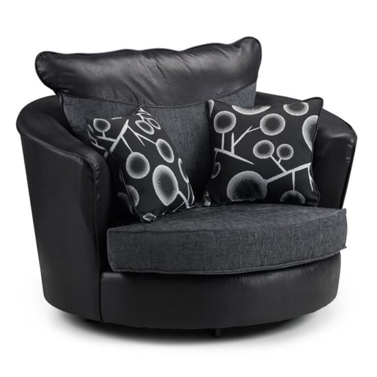 Read more about Scalby fabric swivel armchair in black and grey