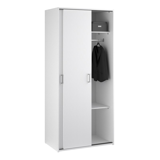 Scalia Wooden Wardrobe With 2 Sliding Doors In White