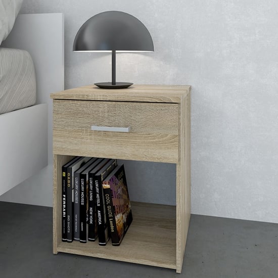 Photo of Scalia wooden bedside cabinet in oak with 1 drawer