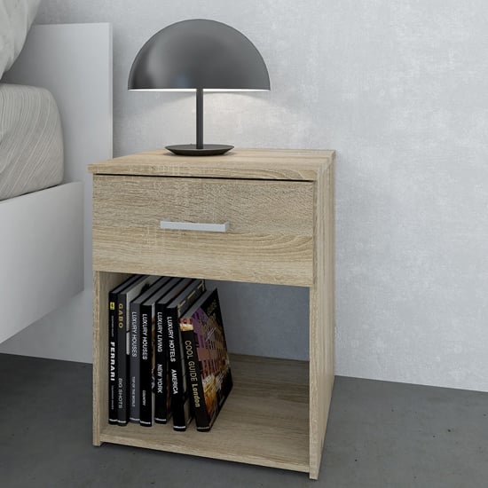 Scalia Wooden Bedside Cabinet In Oak With 1 Drawer