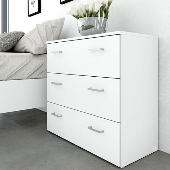 Product photograph of Scalia Wooden Chest Of Drawers In White With 3 Drawers from Furniture in Fashion