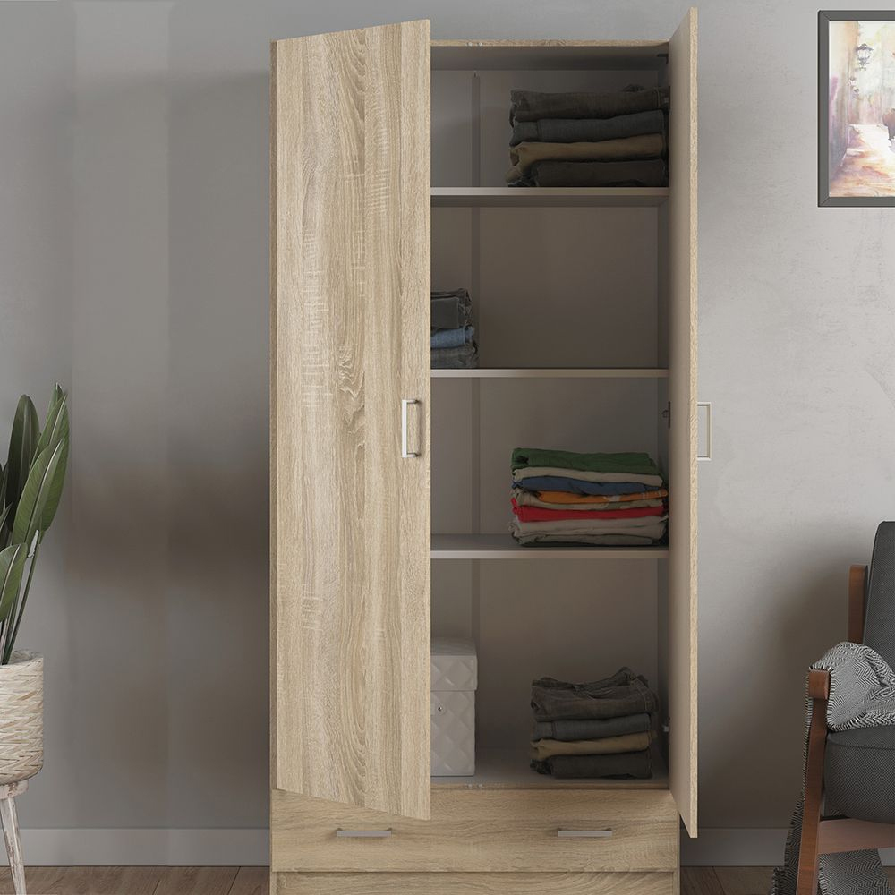Scalia Wooden Furniture Set With 2 Doors Wardrobe In Oak