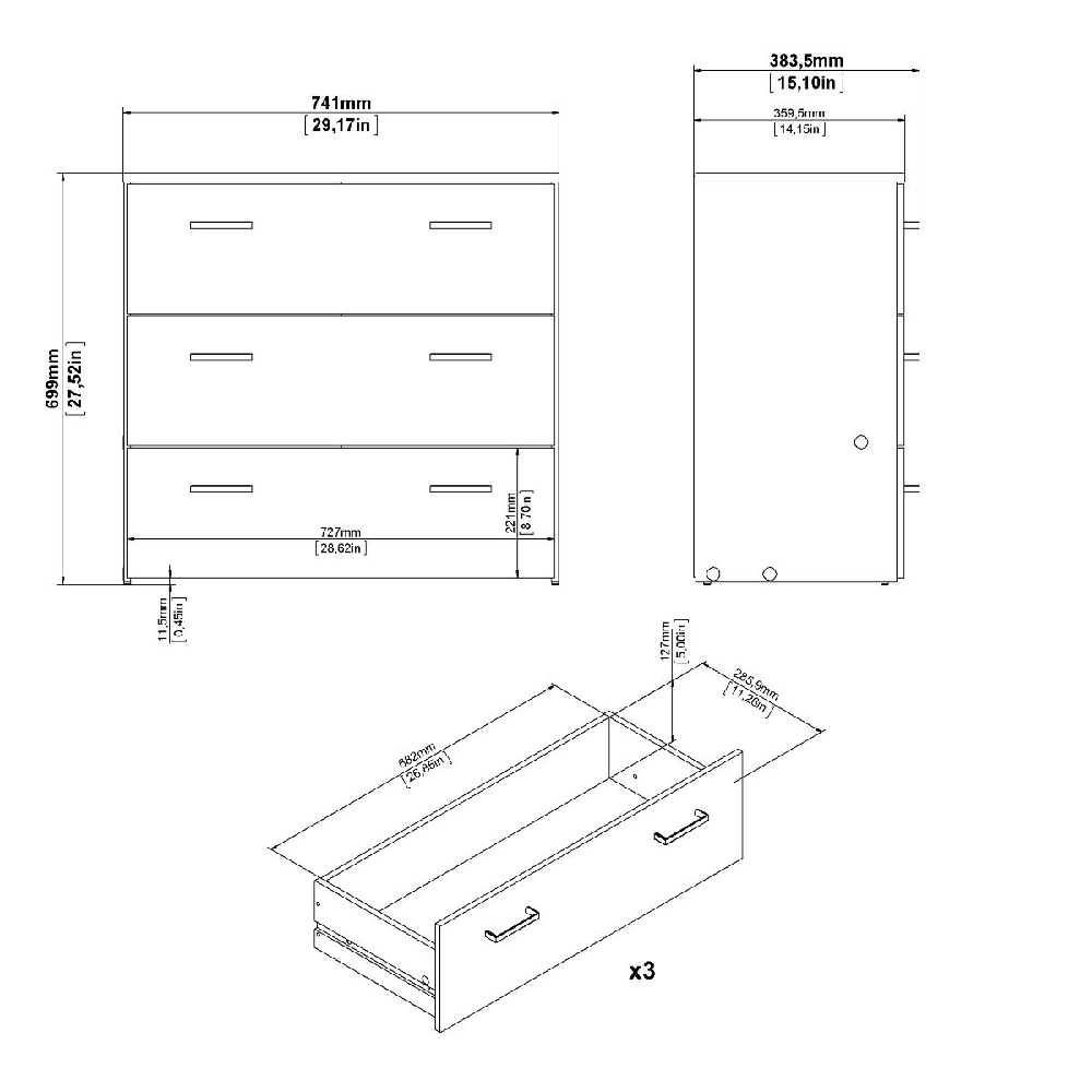 Scalia Wooden Furniture Set With 2 Doors Wardrobe In White