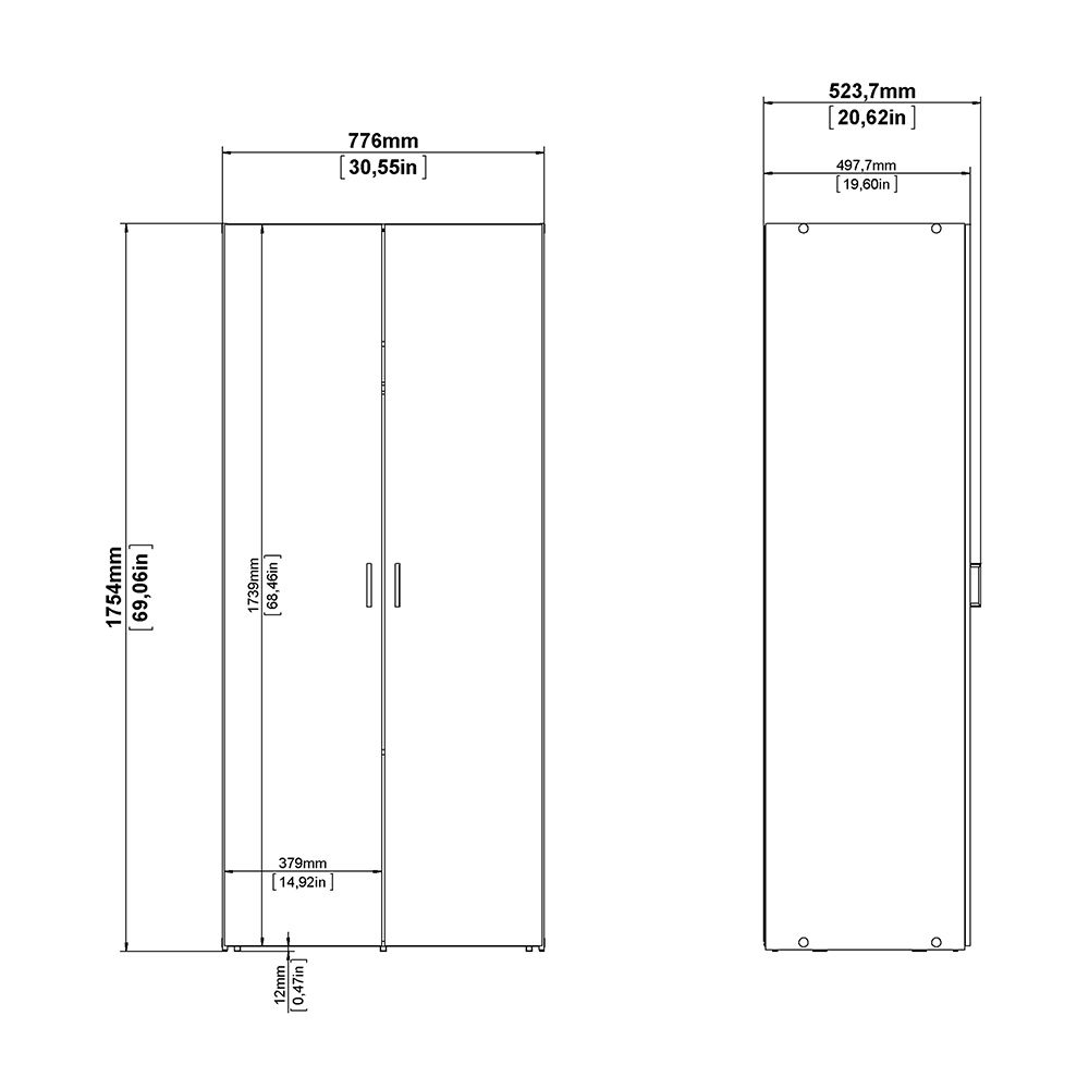 Scalia Wooden Furniture Set With 2 Doors Wardrobe In White