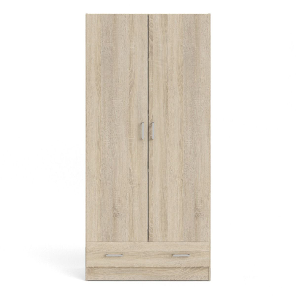Scalia Wooden Wardrobe With 2 Doors 1 Drawer In Oak
